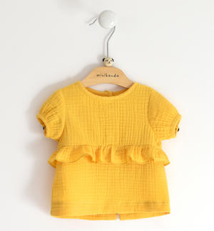 Camicia neonato a manica corta 100% cotone GIALLO Minibanda