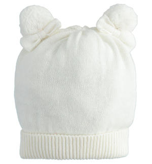 Cappellino neonata con pompon PANNA Minibanda