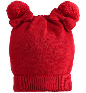 Cappellino neonata con pompon ROSSO Minibanda