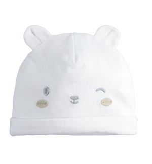 Cappello neonato modello cuffia 100% cotone organico BIANCO Minibanda