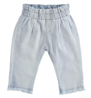 Jeans neonato denim stretch con vita arricciata AZZURRO Minibanda