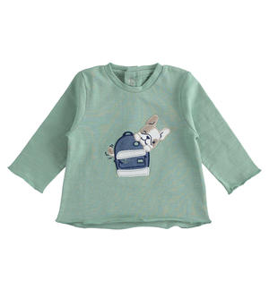 Maglietta neonato girocollo 100% cotone varie fantasie VERDE Minibanda
