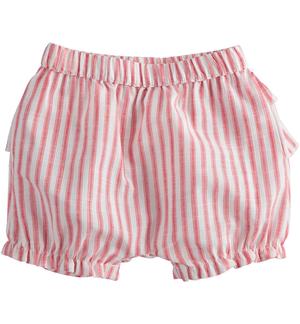 Pantalone neonato corto 100% cotone a righe ROSSO Minibanda