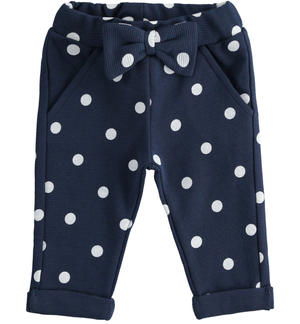 Pantalone neonato lungo100% cotone a pois BLU Minibanda