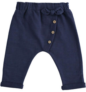 Pantalone neonata 100% cotone con fiocco Minibanda
