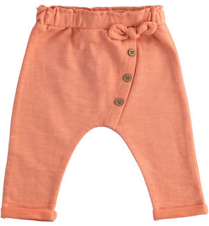 Pantalone neonata 100% cotone con fiocco MARRONE Minibanda