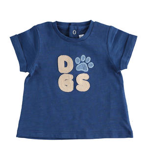 T-shirt neonato 100% cotone con scritta "dogs" BLU Minibanda