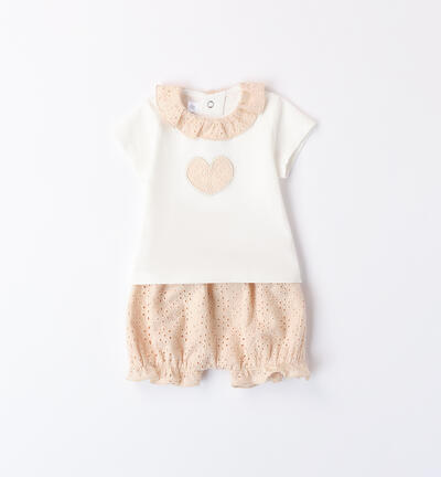 Baby girls' two-piece outfit BEIGE Minibanda