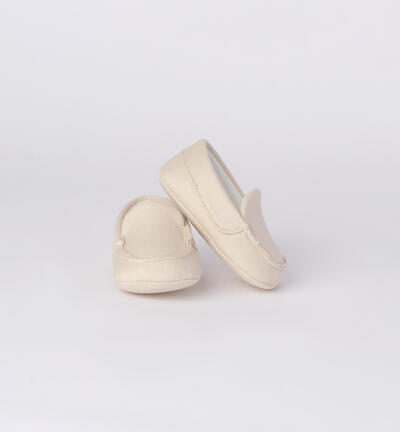 Baby moccasins in linen and viscose BEIGE Minibanda