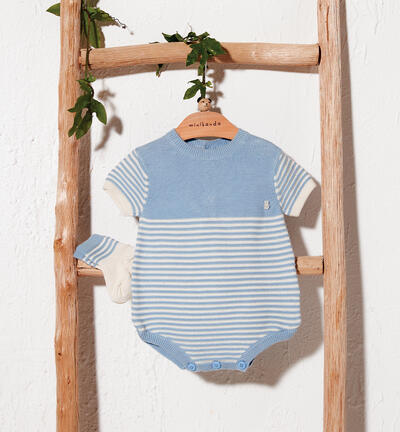 Pagliaccetto neonato in tricot AZZURRO Minibanda