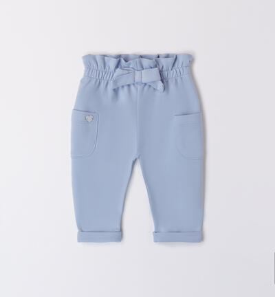 Pantaloni per bimba con fiocco AZZURRO Minibanda