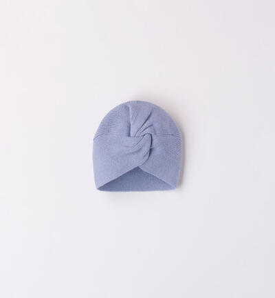 Particolare cappellino neonata BLU Minibanda
