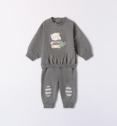 Fleece sleepsuit for baby boys GREY Minibanda