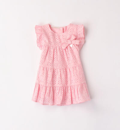 Girls' dress in broderie anglaise PINK Minibanda
