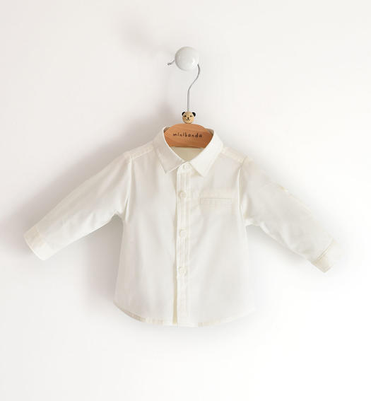 Camicia neonato classica in popeline stretch da 1 a 24 mesi Minibanda PANNA-0112
