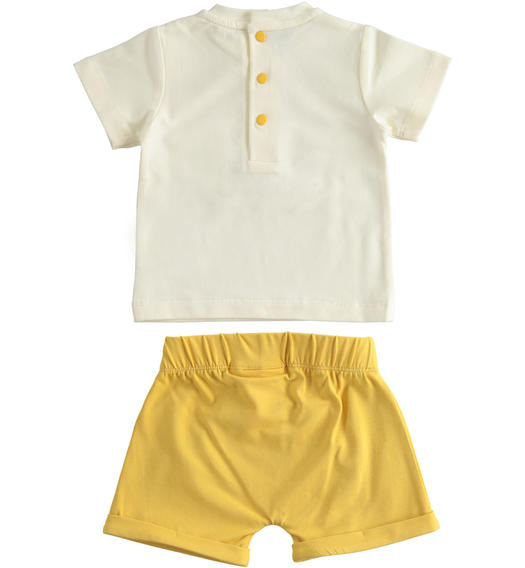 Completino neonato t-shirt con orsetto e pantalone corto da 1 a 24 mesi Minibanda MILK-0111