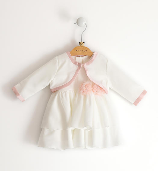Completo elegante neonata abito e coprispalla da 1 a 24 mesi Minibanda PANNA-0112