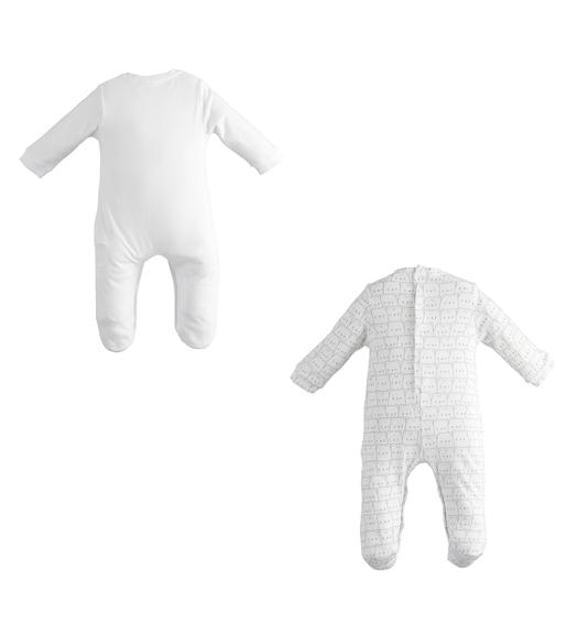Kit due Pigiami neonato con piedini 100% cotone organico da 0 a 18 mesi Minibanda BIANCO-0113