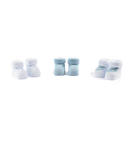 Kit tre paia di calza neonato unisex da 0 a 24 mesi Minibanda AZZURRO-3862