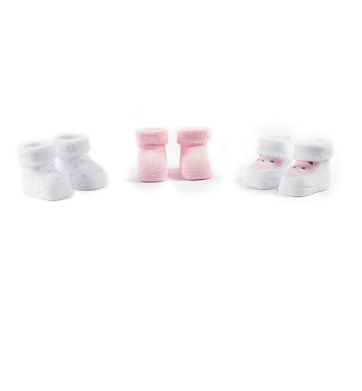 Kit tre paia di calza neonato unisex da 0 a 24 mesi Minibanda ROSA-2512