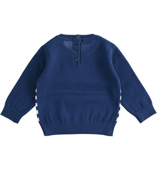 Maglietta neonato 100% tricot con cagnolino da 1 a 24 mesi Minibanda BLU INDIGO-3647