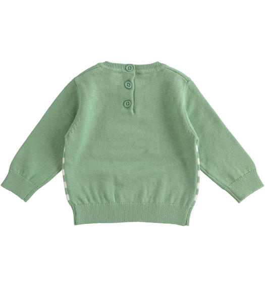 Maglietta neonato 100% tricot con cagnolino da 1 a 24 mesi Minibanda VERDE SALVIA-4714
