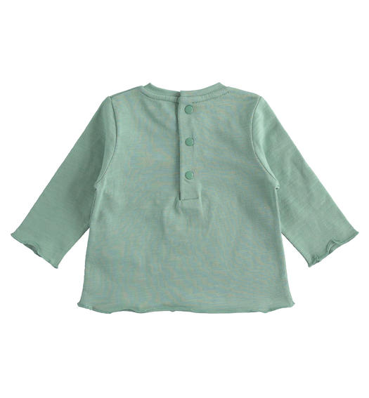 Maglietta neonato girocollo 100% cotone varie fantasie da 1 a 24 mesi Minibanda VERDE SALVIA-4714