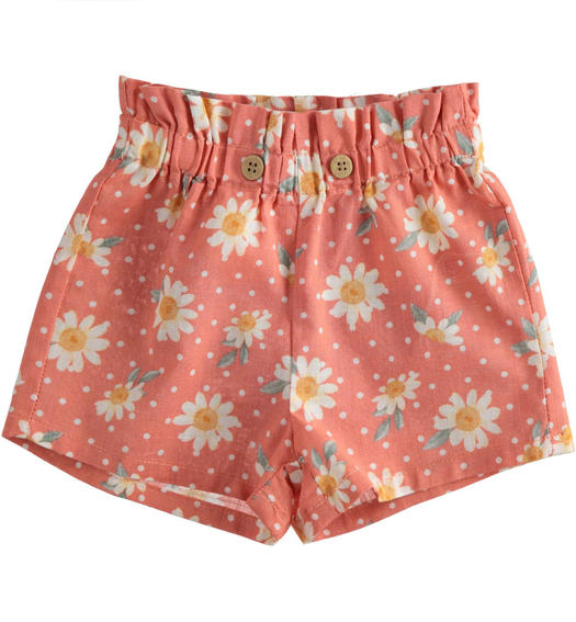 Pantalone neonato corto 100% cotone fantasia floreale da 1 a 24 mesi Minibanda TERRACOTTA-MULTICOLOR-6SL6