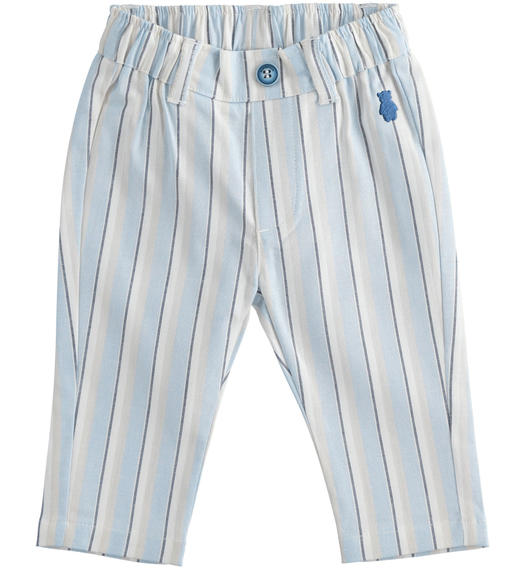 Pantalone neonato elegante con fantasia rigata  da 1 a 24 mesi Minibanda AZZURRO-3813