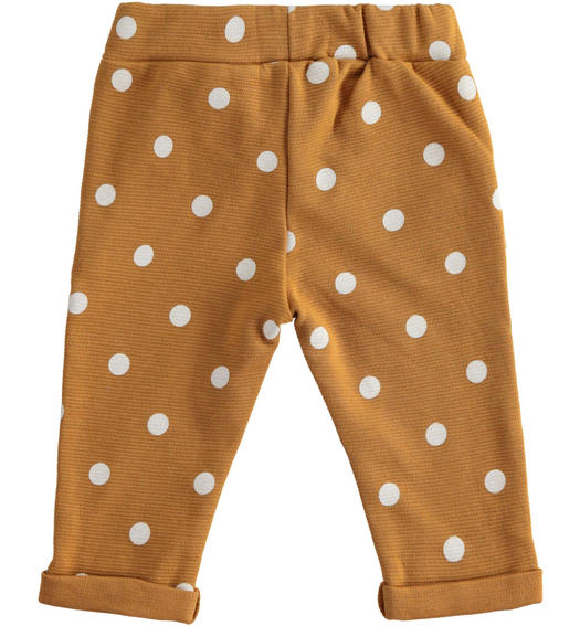 Pantalone neonato lungo 100% cotone a pois da 1 a 24 mesi Minibanda BISCOTTO-BIANCO-6SH9