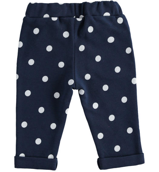 Pantalone neonato lungo 100% cotone a pois da 1 a 24 mesi Minibanda BLU-PANNA-6TD2
