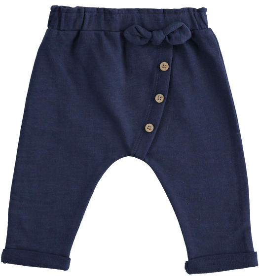 Pantalone neonata 100% cotone con fiocco da 1 a 24 mesi Minibanda NAVY-3854