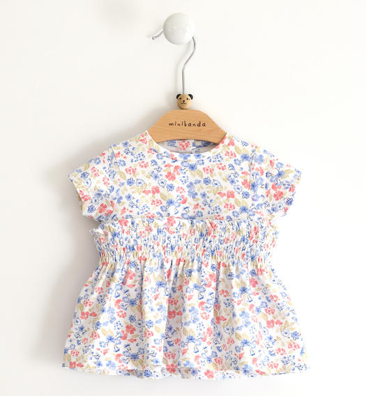 Particolare T-shirt neonata fantasia floreale da 1 a 24 mesi Minibanda BIANCO-MULTICOLOR-6SH8