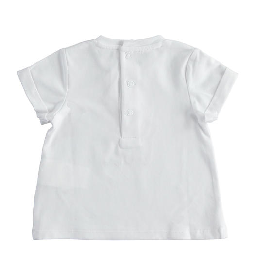 T-shirt  neonato 100% cotone con simpatico ricamo da 1 a 24 mesi Minibanda BIANCO-0113