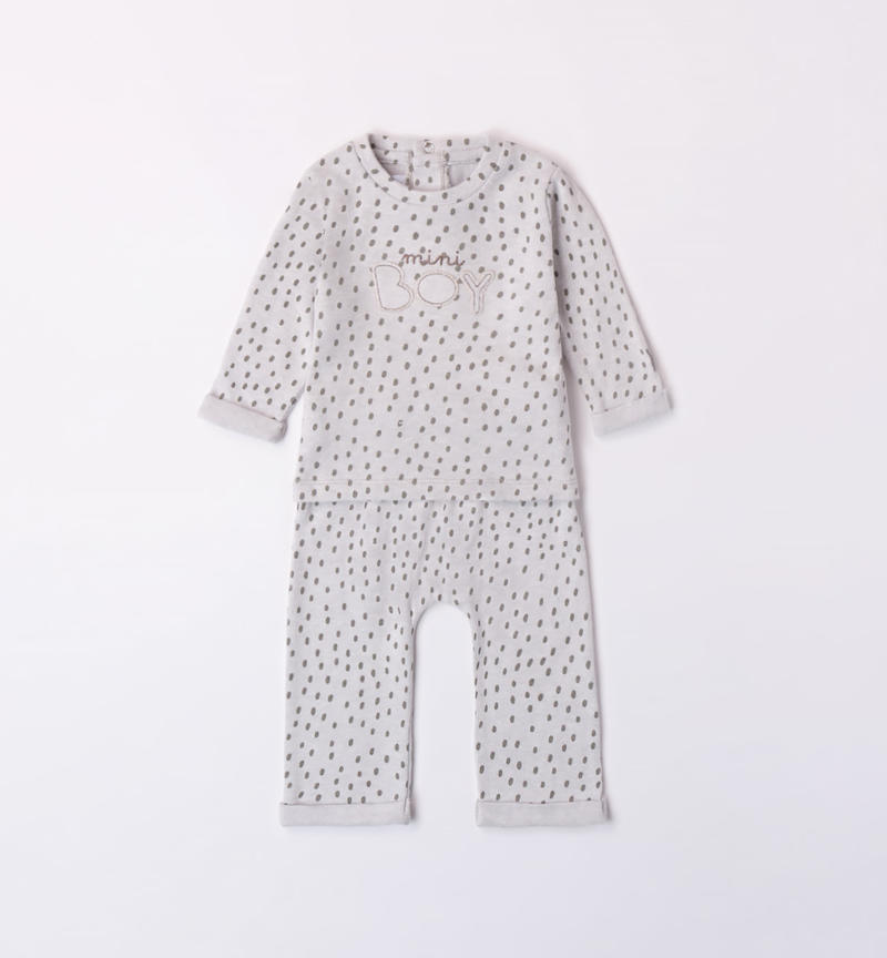 Minibanda spotted outfit for boys from 1 to 24 months GRIGIO MELANGE-GRIGIO-6WM9