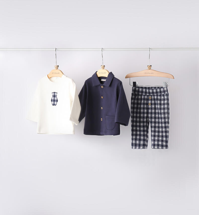 Minibanda boys' cotton outfit from 1 to 24 months NAVY-3854