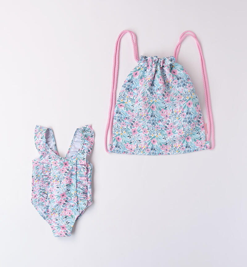 2-piece beach kit for baby girls BIANCO-ROSA-6AAS