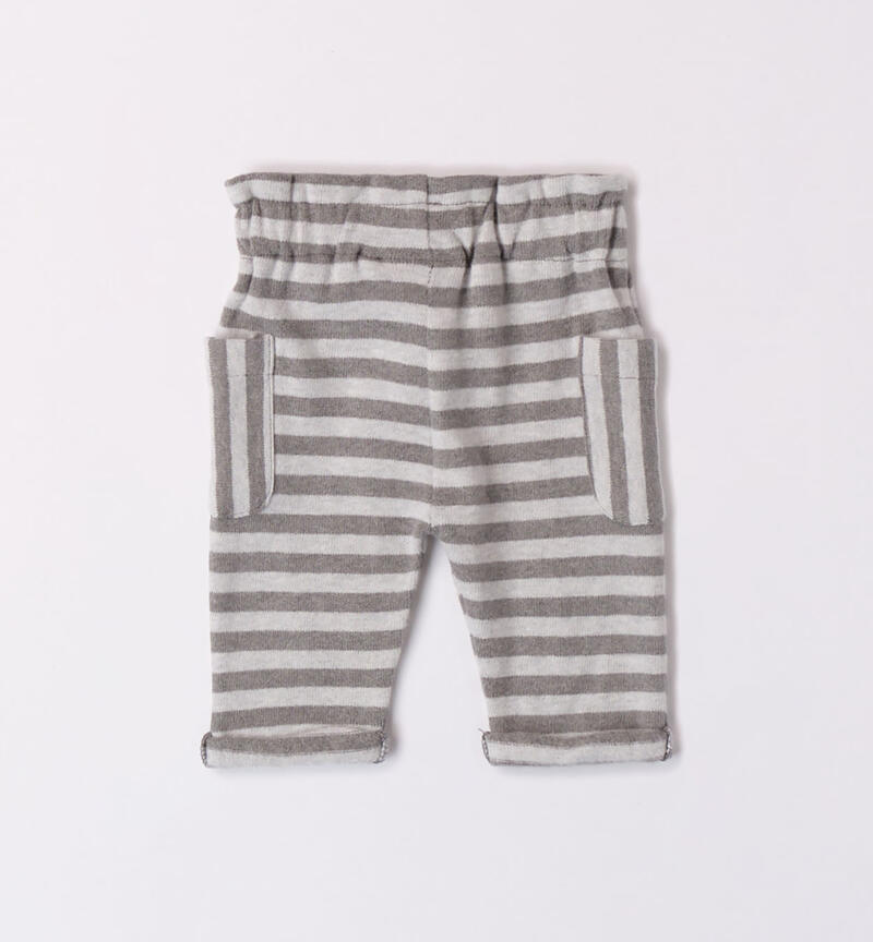 Pantalone a righe per bimba da 1 a 24 mesi Minibanda GRIGIO MELANGE-8993