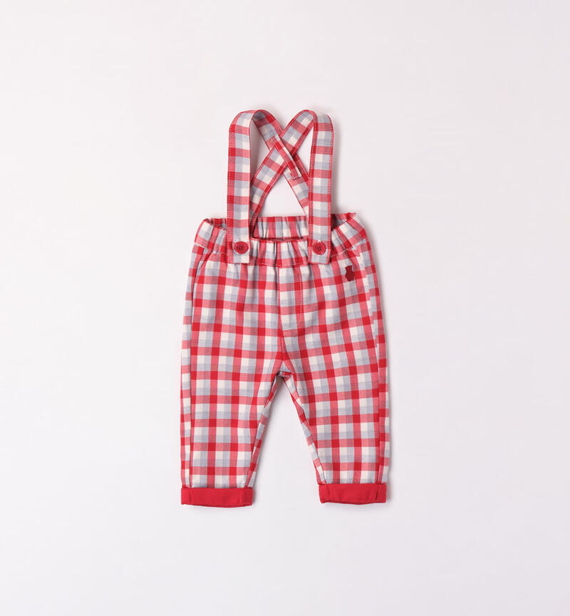 Pantalone con bretelle bimbo da 1 a 24 mesi Minibanda ROSSO-2253