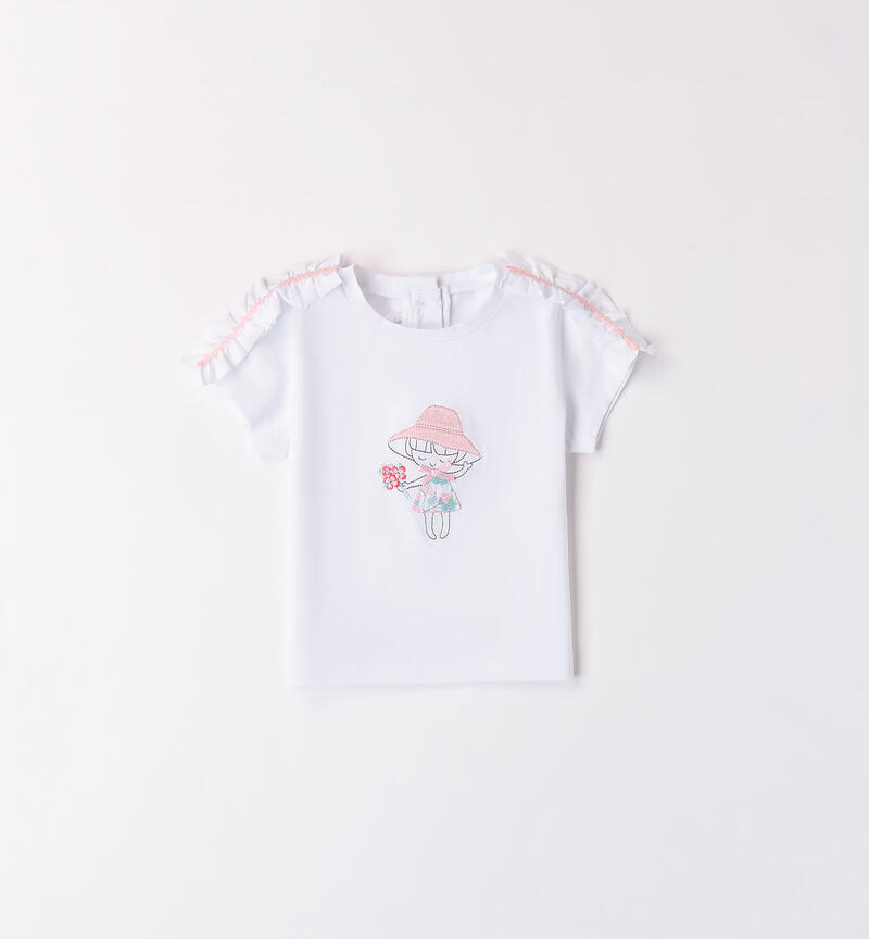 Girls' T-shirt with ruffles BIANCO-0113