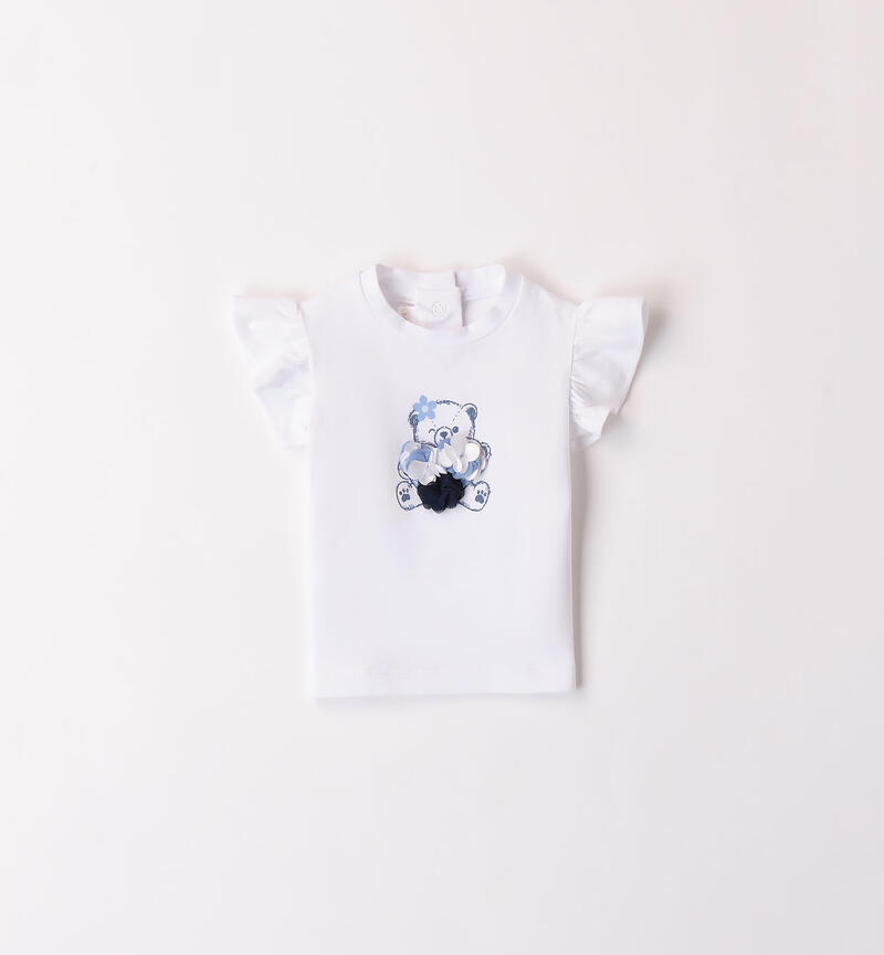 Girls' T-shirt with ruffles BIANCO-0113