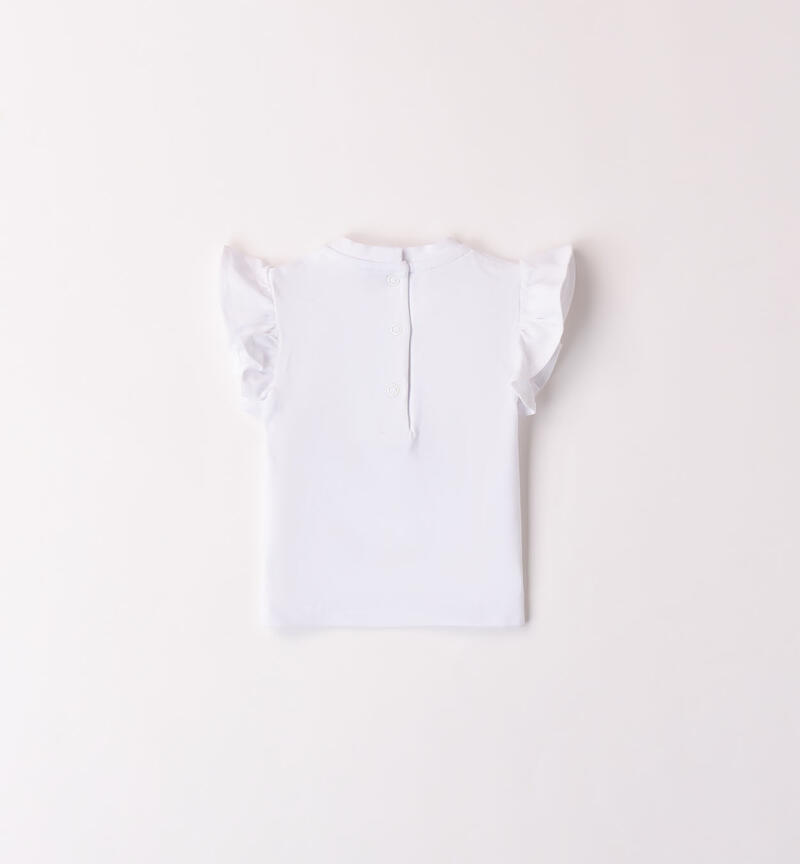 T-shirt per bimba con ruches BIANCO-0113