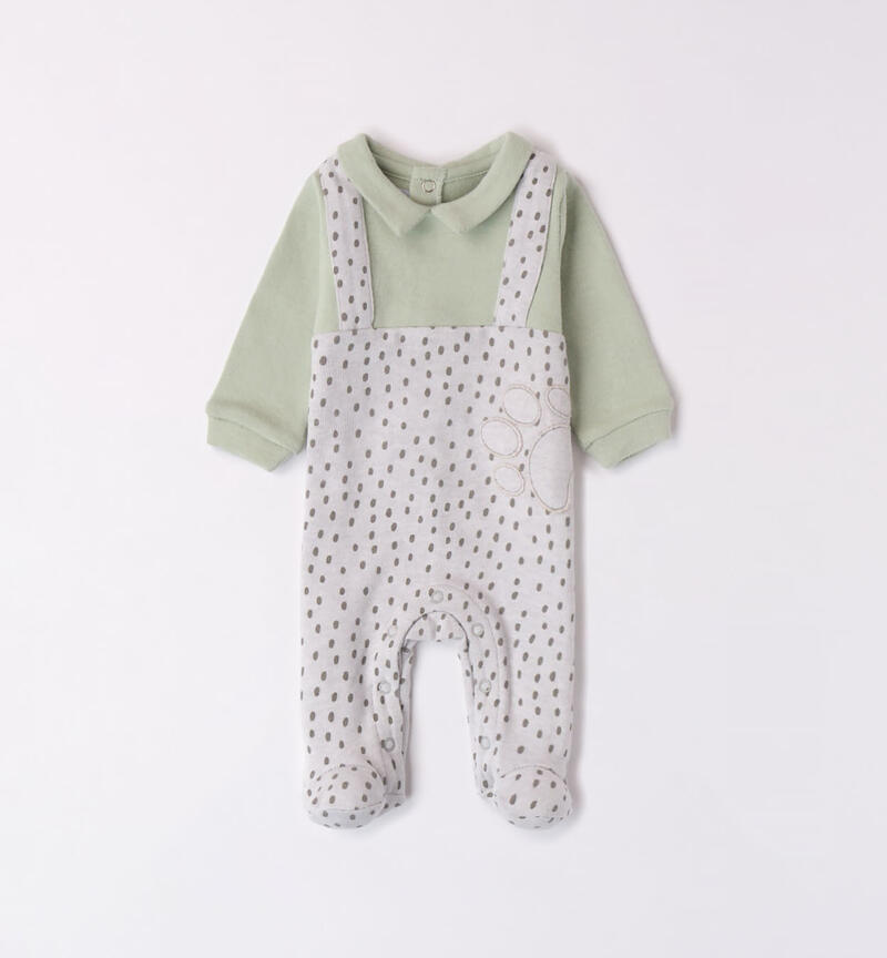 Minibanda sleepsuit with paws for baby boys from 0 to 18 months VERDE CHIARO-4711