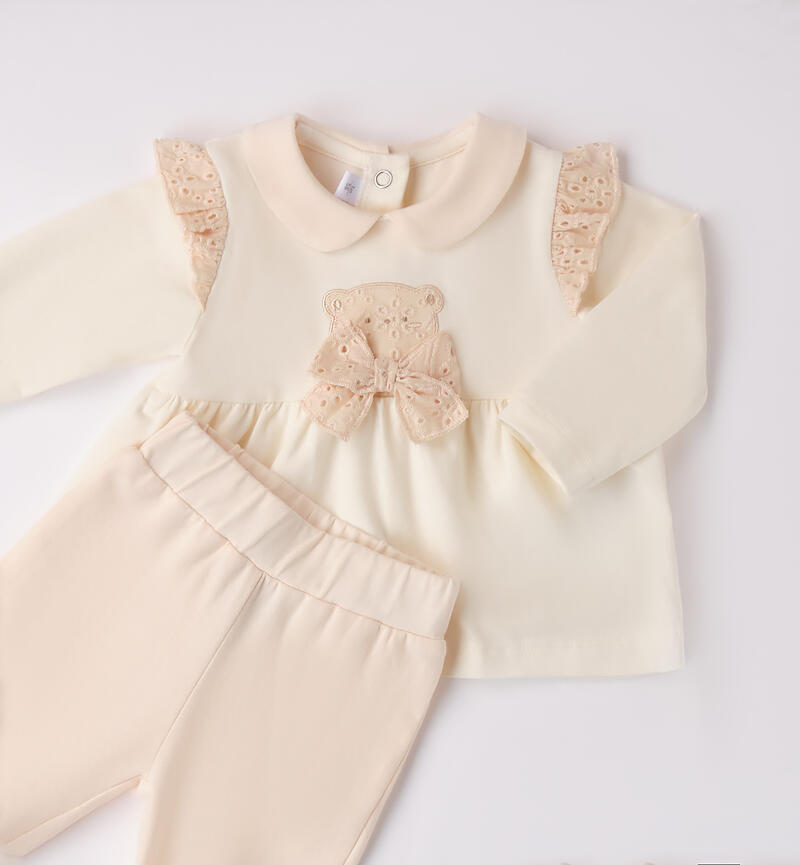 Tutina per neonata due pezzi BEIGE-1033