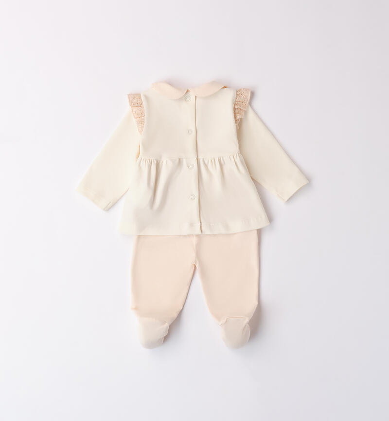 Tutina per neonata due pezzi BEIGE-1033